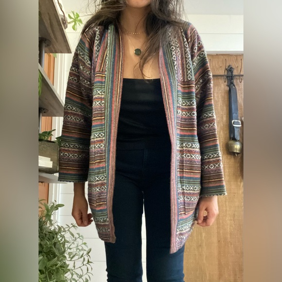 Striped kimono jacket in Gheri Cotton Made in Nepal - Picture 4 of 12